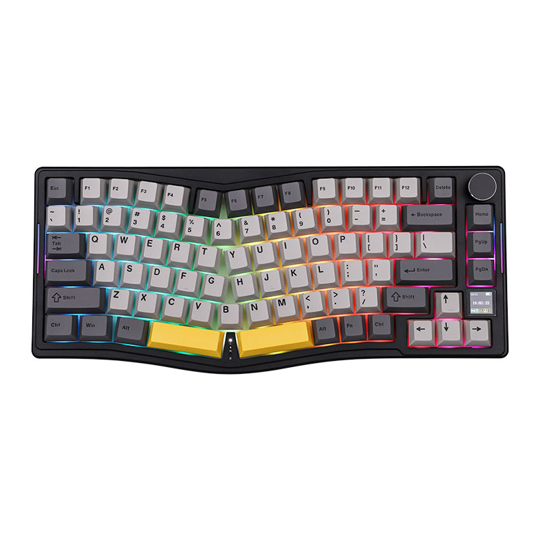 Teclado Mecanico Ajazz AKS075, RGB, Switch Daydream, Tri-Mode, Preto/Cinza/Amarelo, AK075-BGY - imagem 1