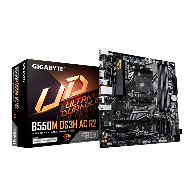 Placa Mae Gigabyte B550M DS3H AC R2, Wifi, DDR4, Socket AM4, M-ATX, Chipset AMD B550, B550M-DS3H-AC-R2 - miniatura 3