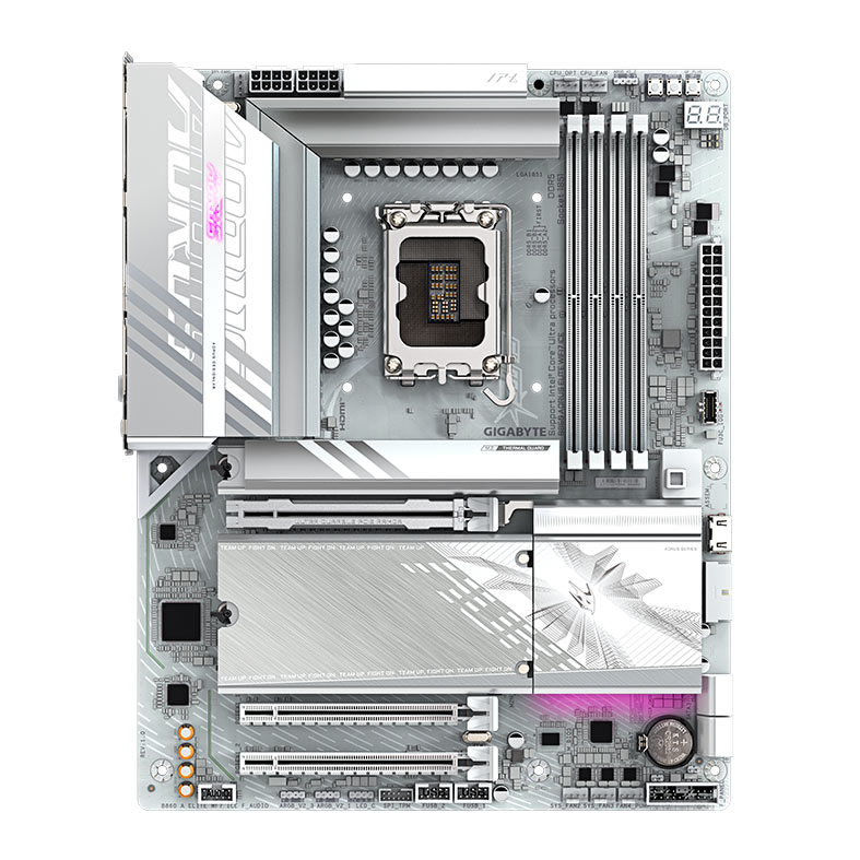 Placa Mae Gigabyte B860 Aorus Elite WIFI7 Ice, DDR5, LGA1851, ATX, Chipset Intel B860, B860-A-ELITE-WIFI7-ICE - imagem 1