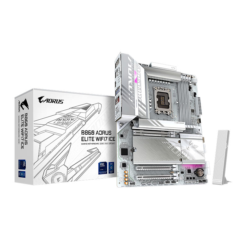 Placa Mae Gigabyte B860 Aorus Elite WIFI7 Ice, DDR5, LGA1851, ATX, Chipset Intel B860, B860-A-ELITE-WIFI7-ICE - miniatura 3