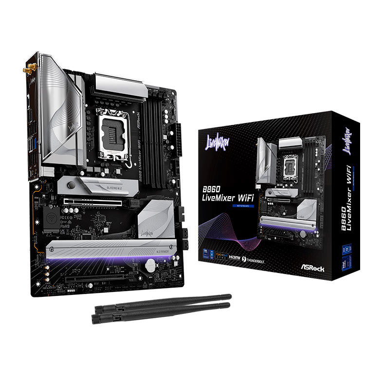 Placa Mae AsRock B860 LiveMixer WiFi, DDR5, LGA 1851, ATX, Chipset Intel B860, B860-LIVEMIXER-WIFI - miniatura 3