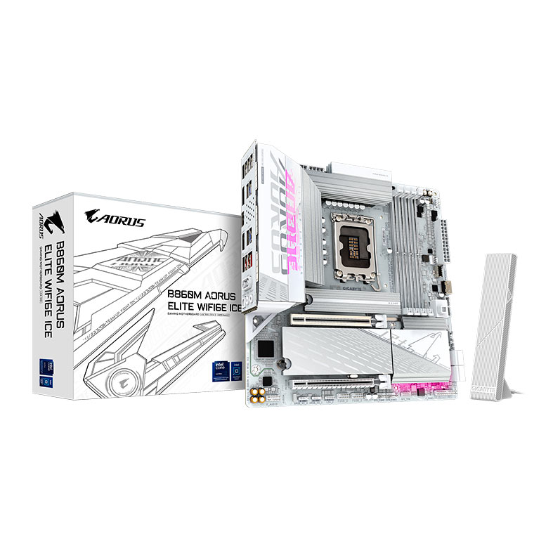 PRE VENDA - Placa Mae Gigabyte B860M Aorus Elite WIFI6E Ice, DDR5, LGA1851, M-ATX, Chipset Intel B860, B860M-A-ELITE-WIFI6E-ICE - miniatura 3