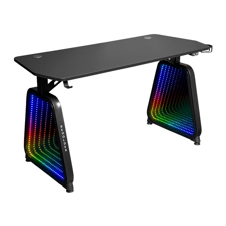 Mesa Gamer Mancer Beholder, 136cm, RGB, Preto, Completa + Estrutura em aço, MCR-BHRRGB-TE