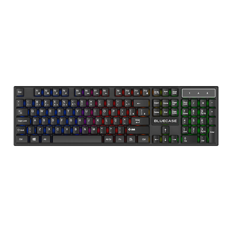 Combo Gamer 4 em 1 Bluecase Play, Rainbow, ABNT2, 2400DPI, Drivers 40mm, USB, Preto, BGHPKM-01BX - miniatura 3