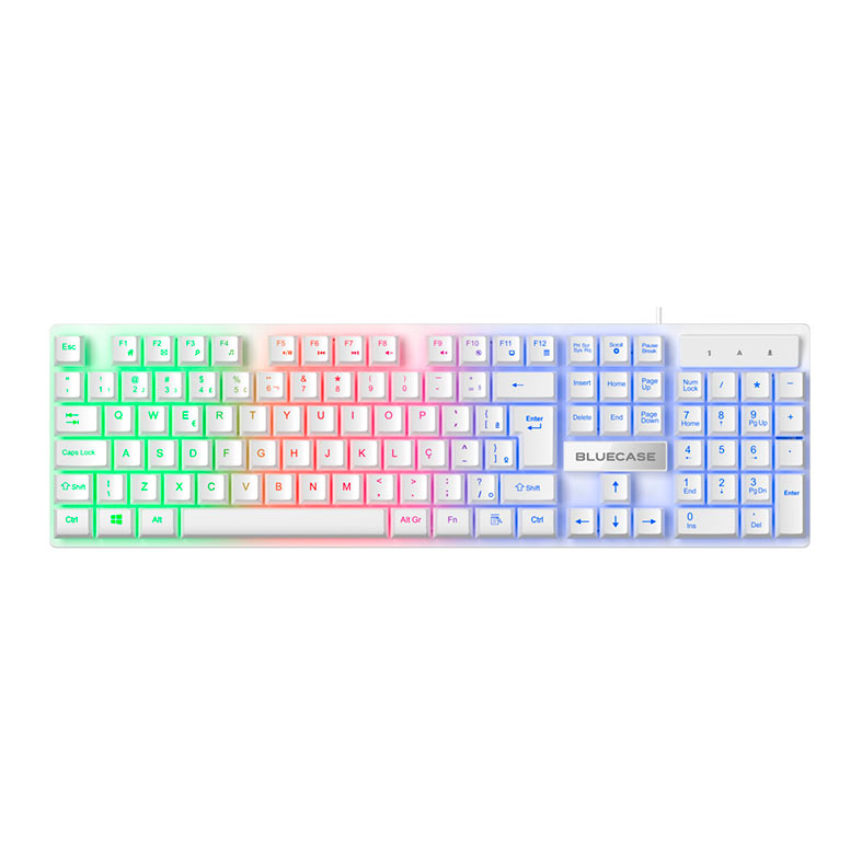 Combo Gamer 4 em 1 Bluecase Play, Rainbow, ABNT2, 2400DPI, Drivers 40mm, USB, Branco, BGHPKM-01WBX - miniatura 3