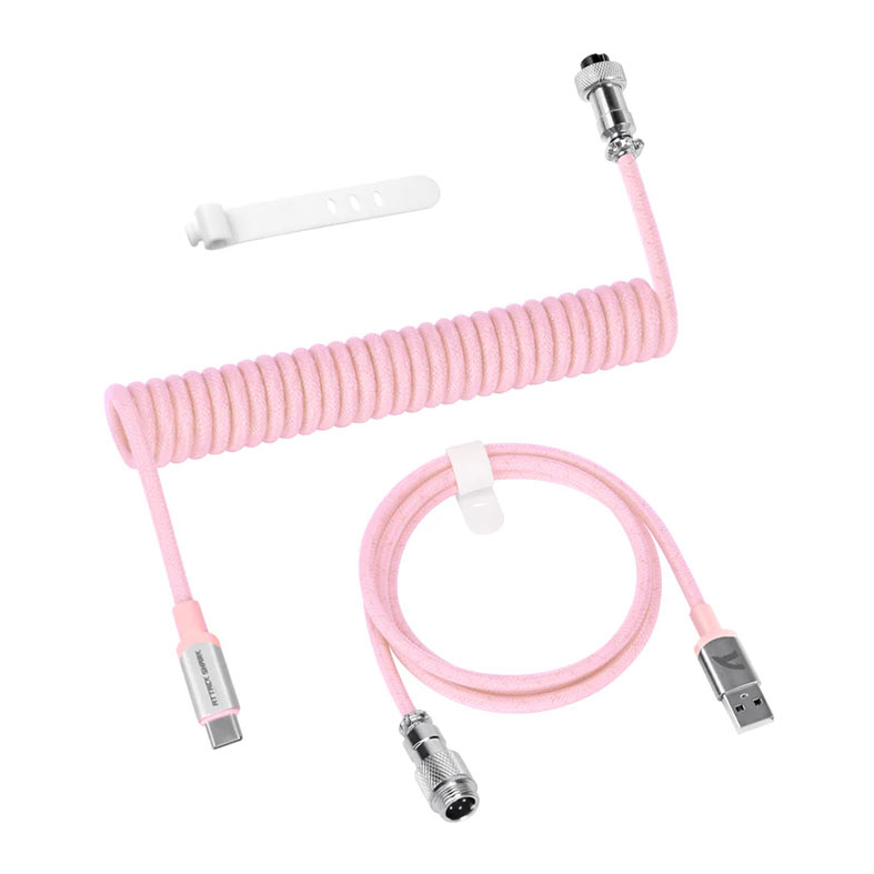 PRE VENDA - Cabo Para Teclado Attack Shark C01PRO, Com Conector Aviator, USB-A Para Tipo-C, 1.65m, Rosa, C01PRO-PINK - imagem 1