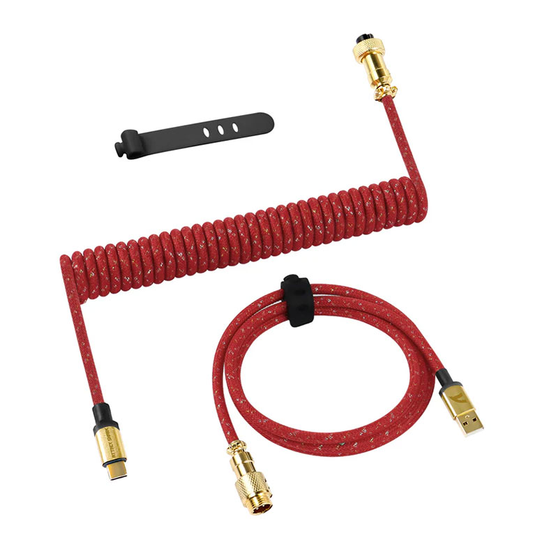 PRE VENDA - Cabo Para Teclado Attack Shark C03, Com Conector Aviator, USB-A Para Tipo-C, 1.65m, Vermelho, C03-RED - imagem 1
