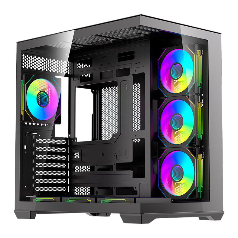 Gabinete Gamer Aigo DarkFlash C280, Mid-Tower, Lateral de Vidro, Com 7 fans, ARGB, Preto, C280-PC-CASE-BLACK - miniatura 3