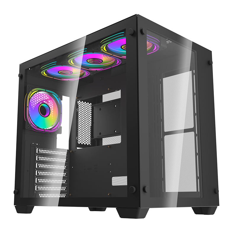 Gabinete Gamer Aigo Darkflash C285, ARGB, Mid-Tower, Lateral de Vidro, Com 4 Fans, Preto, C285-BK-4F - imagem 1
