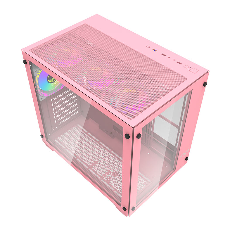 Gabinete Gamer Aigo Darkflash C285, ARGB, Mid-Tower, Lateral de Vidro, Com 4 Fans, Rosa, C285-RS-4F - miniatura 3