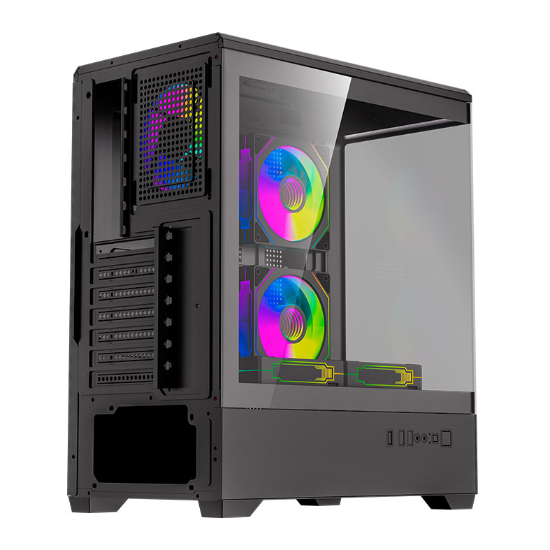 Gabinete Gamer Aigo DarkFlash C365, Lateral de Vidro, Com 5 fans, ARGB, Preto, C365-BK-5F - miniatura 4