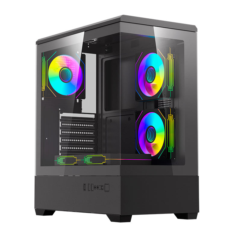 Gabinete Gamer Aigo DarkFlash C365, Lateral de Vidro, Com 5 fans, ARGB, Preto, C365-BK-5F - miniatura 9