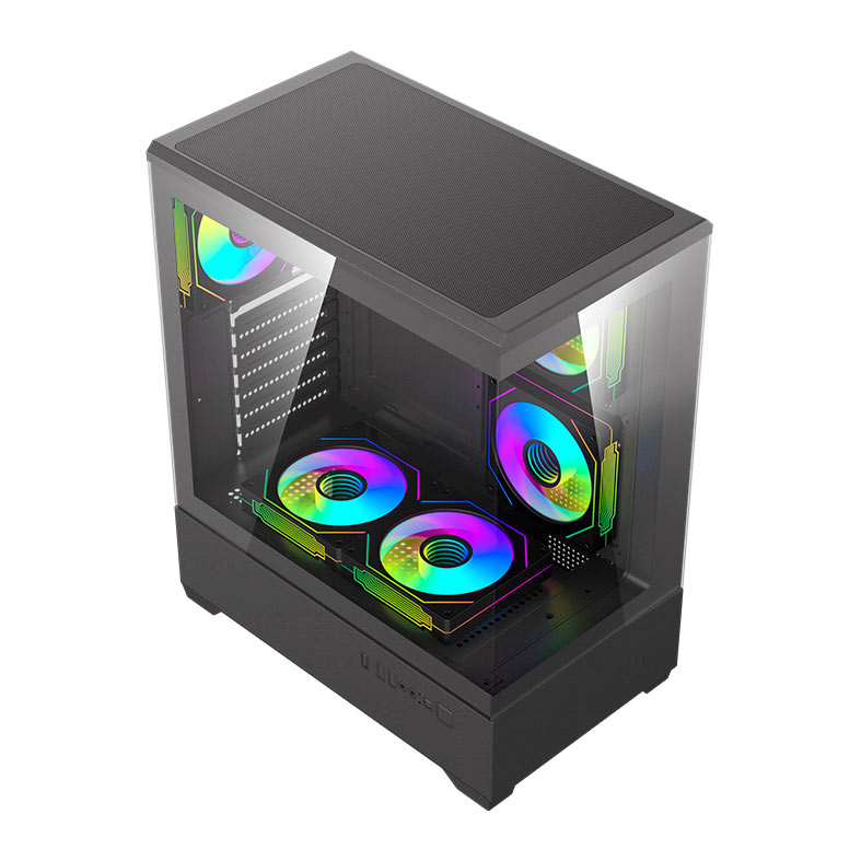Gabinete Gamer Aigo DarkFlash C365, Lateral de Vidro, Com 5 fans, ARGB, Preto, C365-BK-5F - miniatura 3