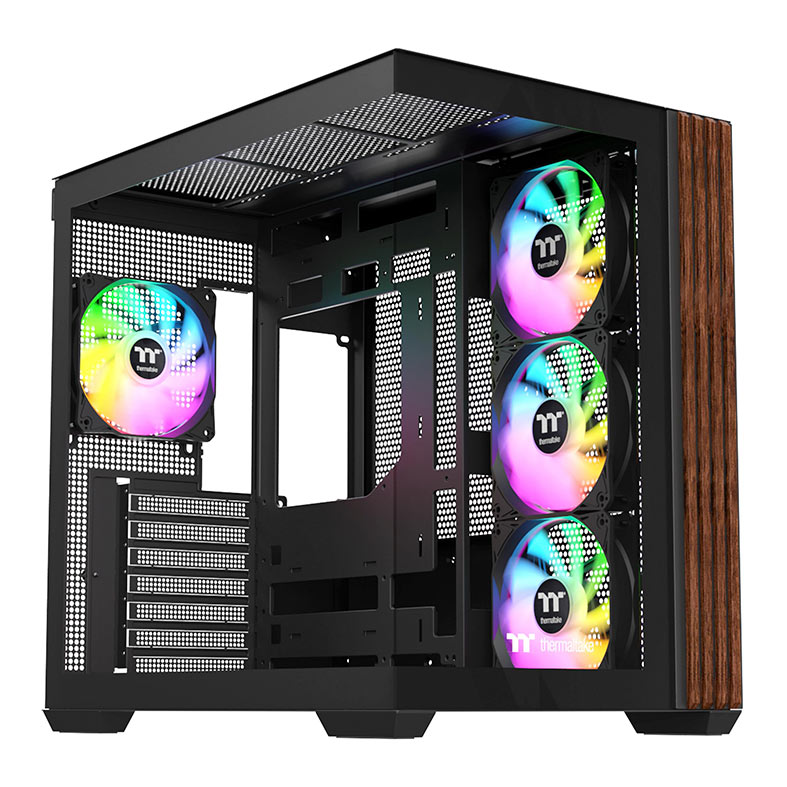Gabinete Gamer Thermaltake View 380 Wood Style, ARGB, Mid-Tower, Lateral de Vidro, Com 3 Fans, Preto, CA-1Z2-00M1WN-WS - imagem 1