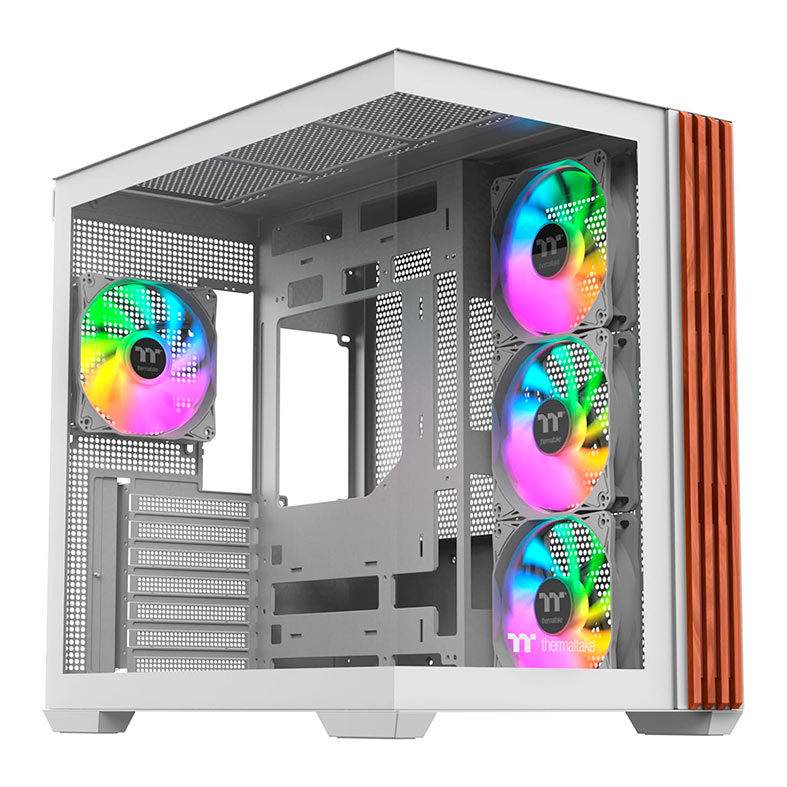 Gabinete Gamer Thermaltake View 380 Wood Style Snow, ARGB, Mid-Tower, Lateral de Vidro, Com 3 Fans, Branco, CA-1Z2-00M6WN-WS - imagem 1