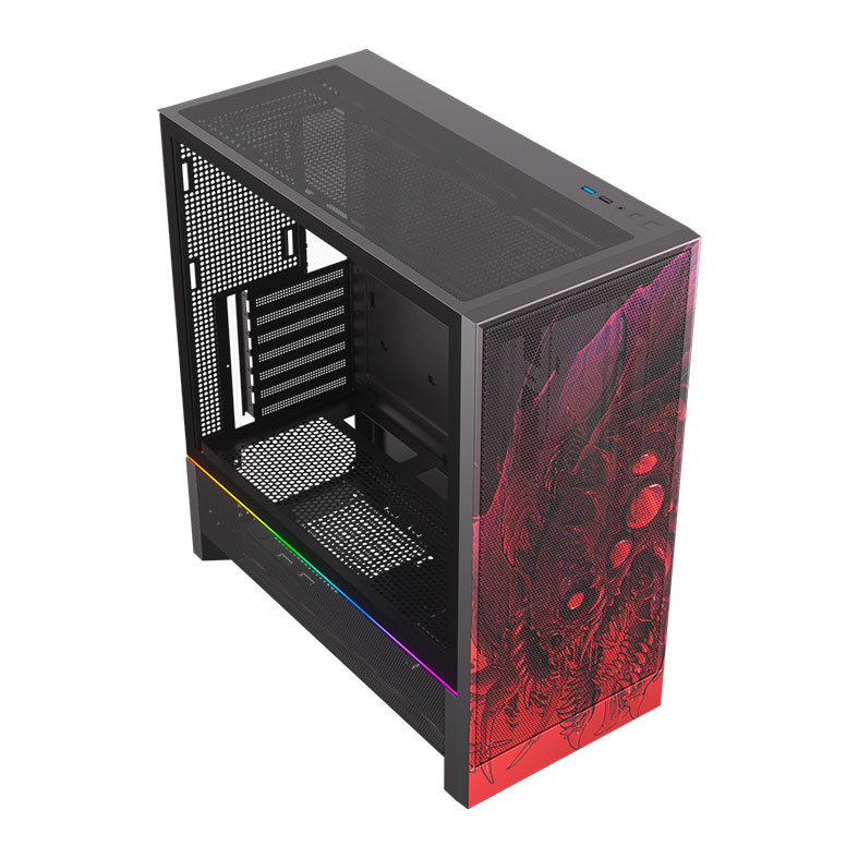 Gabinete Gamer Redragon Strafe Flow Infernal Dragon, RGB, Mid-Tower, Lateral de Vidro, Preto e Vermelho, CA-618B - miniatura 3
