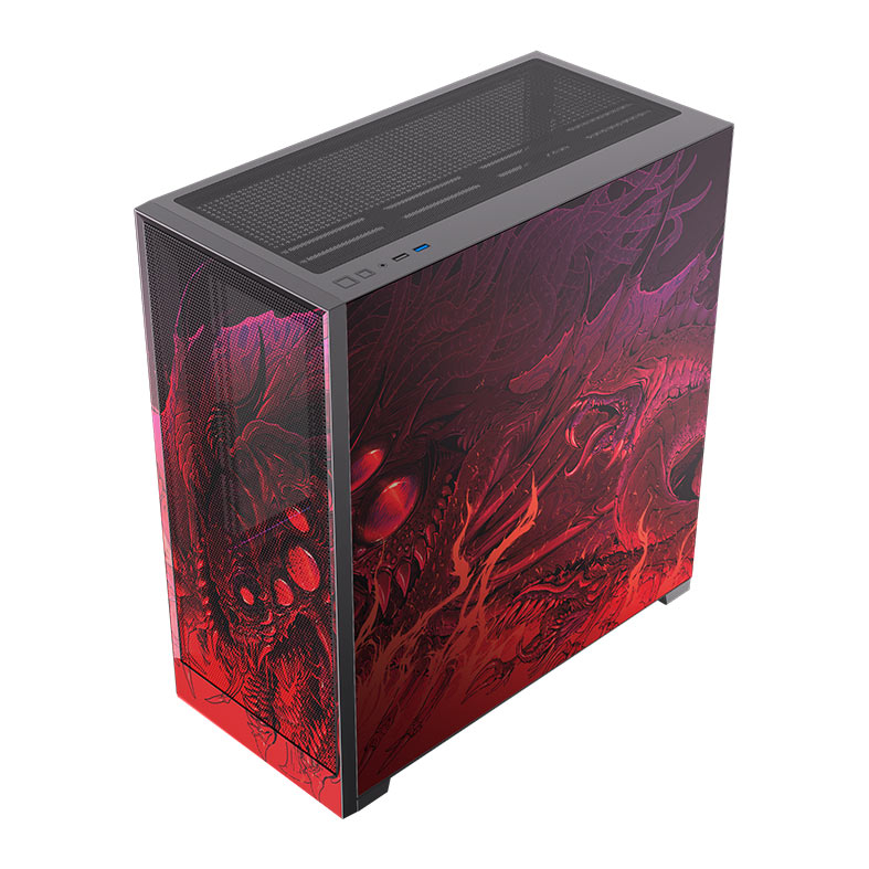 Gabinete Gamer Redragon Strafe Flow Infernal Dragon, RGB, Mid-Tower, Lateral de Vidro, Preto e Vermelho, CA-618B - miniatura 4