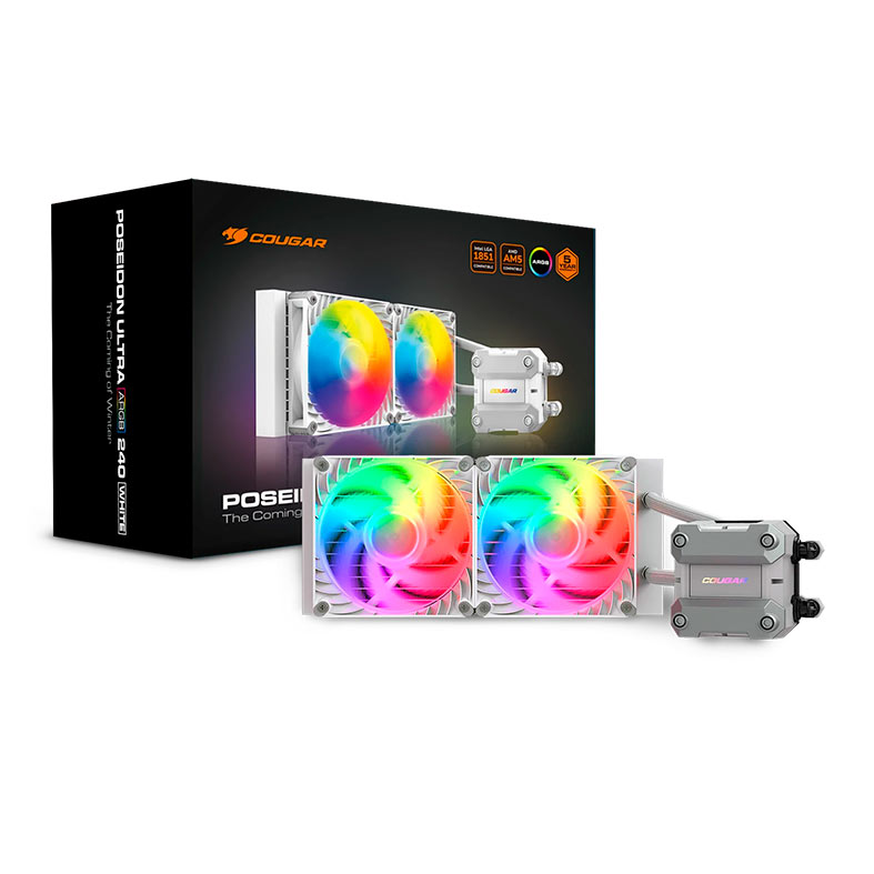 Water Cooler Cougar Poseidon Ultra 240, ARGB, 240mm, Branco, CGR-PSDUTRGB-W-240 - miniatura 3