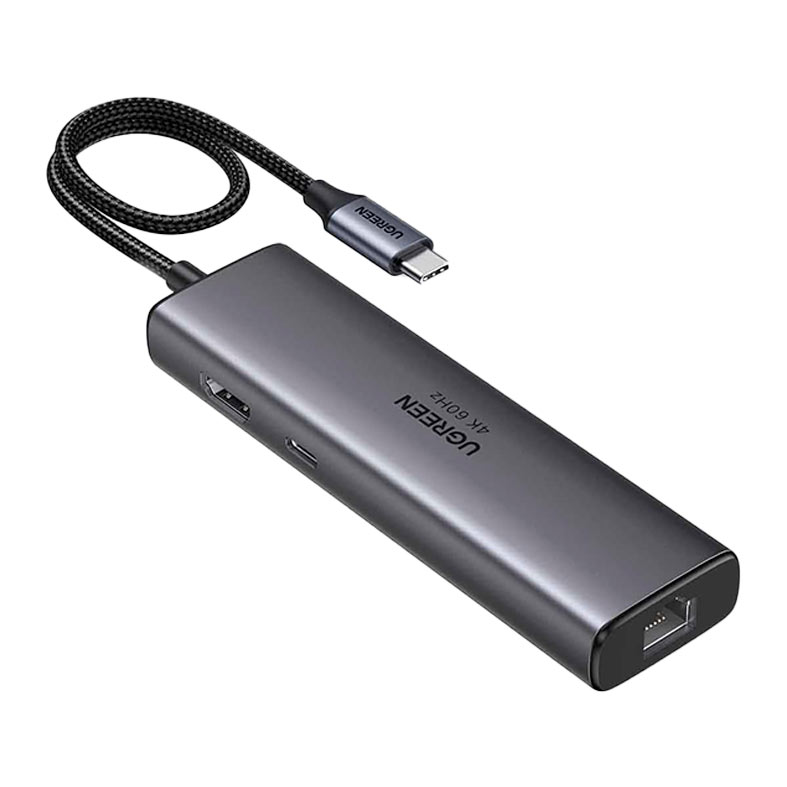 Adaptador Ugreen Hub USB-C RJ45 GIGA/HDMI/3P USB-A 3.0/USB-C 100W, CM512 - imagem 1