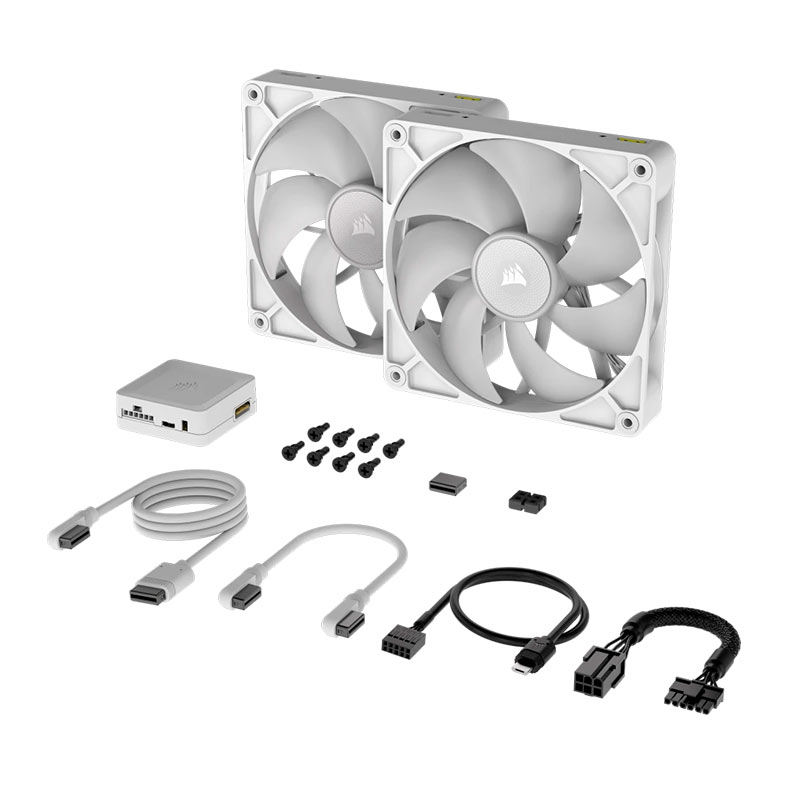 Kit Ventoinhas Corsair Icue Link RX140 PWM, RGB, 2x140mm, Branco, CO-9051024-WW - miniatura 3