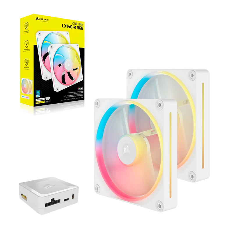 Kit Ventoinhas Corsair Icue Link LX140-R, RGB, 2x140mm, Branco, CO-9051056-WW - miniatura 4