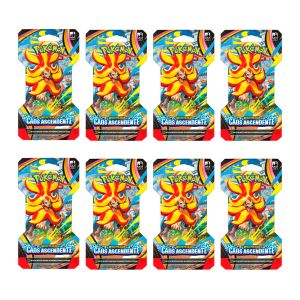 Kit 8 Boosters Pokémon TCG, com Embalagem Especial de Megaevolução Caos Ascendente, 48 cartas