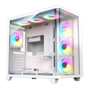 Gabinete Gamer Acegeek CurveX, Mid-Tower, Lateral de Vidro, Branco
