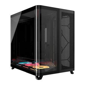 Gabinete Gamer Corsair AIR 5400 LX-R Icue Link, RGB, Mid-Tower, Lateral de Vidro, Com 3 Fans, Preto, CC-9011320-WW