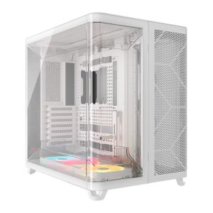 Gabinete Gamer Corsair AIR 5400 LX-R Icue Link, RGB, Mid-Tower, Lateral de Vidro, Com 3 Fans, Branco, CC-9011321-WW