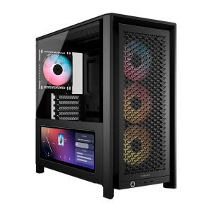 Gabinete Gamer Corsair Frame 4000D RS, ARGB, Mid-Tower, Lateral de Vidro, Tela LCD, Com 4 Fans, Preto, CC-9011326-WW