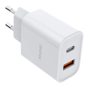 Carregador Geonav SuperPower Duo USB-A e USB-C Power Delivery 20W Quick Charge 18W Branco, CH20PDQC Carregador Geonav SuperPower Duo USB-A e USB-C Power Delivery 20W Quick Charge 18W Branco, CH20PDQC