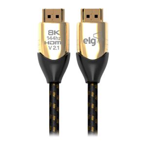 Cabo HDMI 2.1 ELG, 8K Ultra HD, 144Hz, 3m, Nylon, Preto e Dourado, HS8K30 Cabo HDMI 2.1 ELG, 8K Ultra HD, 144Hz, 3m, Nylon, Preto e Dourado, HS8K30