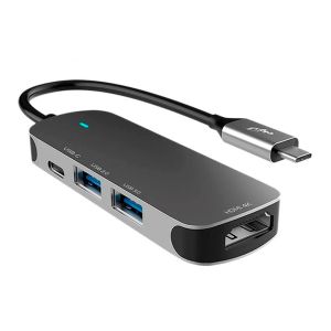 Hub ELG 4 em 1, Entrada Tipo-C, 2 Portas USB-A, 1 Porta Tipo-C, 2 Porta HDMI, Cinza, HUB41HD-V2 Hub ELG 4 em 1, Entrada Tipo-C, 2 Portas USB-A, 1 Porta Tipo-C, 2 Porta HDMI, Cinza, HUB41HD-V2