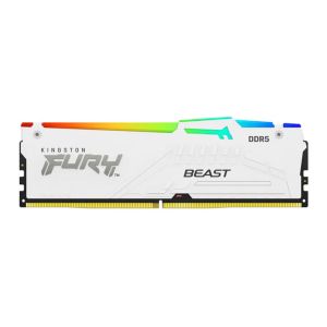 Memoria Kingston Fury Beast, 16GB (1x16GB), RGB, DDR5, 6400MHz, CL32, Branco, KF564C32BWEA-16 Memoria Kingston Fury Beast, 16GB (1x16GB), RGB, DDR5, 6400MHz, CL32, Branco, KF564C32BWEA-16