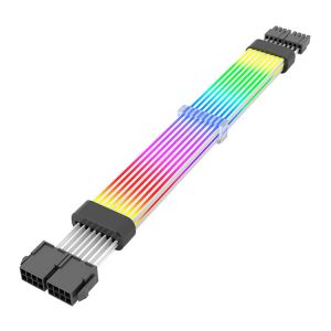 Cabo Extensor Sleeved Aigo Darkflash Lightglow LG02, ARGB, 6+2 X2, 345mm, Preto, LG02-BK Cabo Extensor Sleeved Aigo Darkflash Lightglow LG02, ARGB, 6+2 X2, 345mm, Preto, LG02-BK