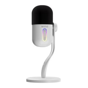 Microfone Marvo Blast 50, RGB, USB, Branco, MIC-08-WH Microfone Marvo Blast 50, RGB, USB, Branco, MIC-08-WH