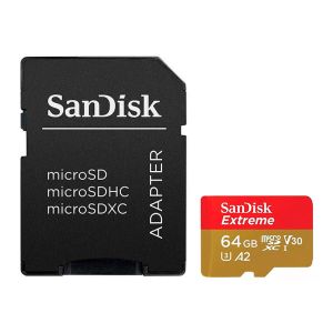 Cartao de Memoria Sandisk Extreme, 64GB, Micro SDXC + Adaptador, SDSQXAH-064G-GN6AA Cartao de Memoria Sandisk Extreme, 64GB, Micro SDXC + Adaptador, SDSQXAH-064G-GN6AA