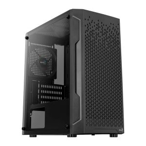 Gabinete Gamer Aerocool Trinity Mini V1, Mini-Tower, Lateral de vidro, Com 1 Fan, Preto, TRINITY-MINI-V1-PT Gabinete Gamer Aerocool Trinity Mini V1, Mini-Tower, Lateral de vidro, Com 1 Fan, Preto, TRINITY-MINI-V1-PT