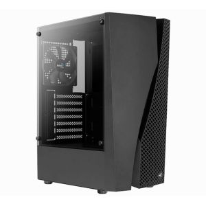 Gabinete Gamer Aerocool Wave V1, Mid-Tower, Lateral de vidro, Com 1 Fan, Preto, WAVE-G-BK-V1 Gabinete Gamer Aerocool Wave V1, Mid-Tower, Lateral de vidro, Com 1 Fan, Preto, WAVE-G-BK-V1