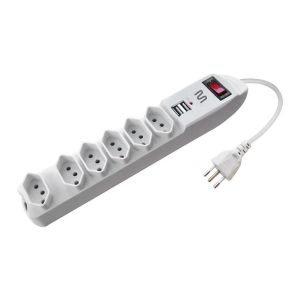 Filtro de Linha Multi, 6 Tomadas, 2xUSB, 1.5m, Branco, WI251 Filtro de Linha Multi, 6 Tomadas, 2xUSB, 1.5m, Branco, WI251