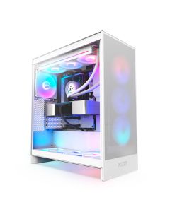 Gabinete Gamer NZXT H7 Flow, RGB, Mid-Tower, Lateral de Vidro, Com 3 Fans, Branco, CM-H72FW-R1