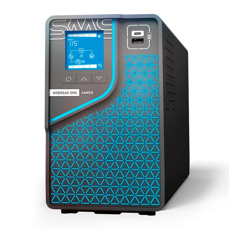 Nobreak SMS Gamer, 1500VA, Bivolt, Senoidal, WiFi, 8 Tomadas, Preto, 0029600