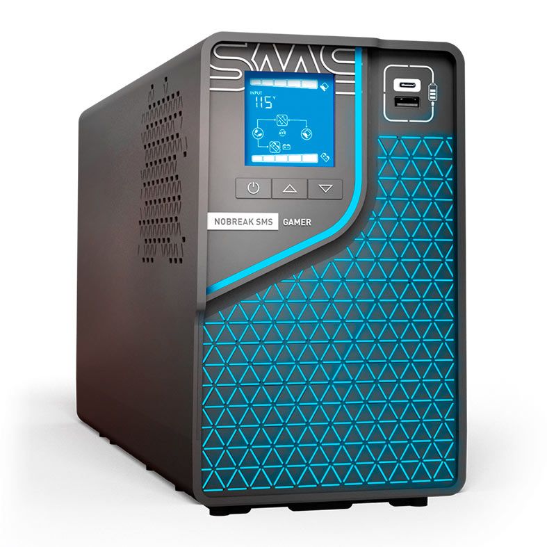 Nobreak SMS Gamer, 1500VA, Bivolt, Senoidal, WiFi, 8 Tomadas, Preto, 0029600