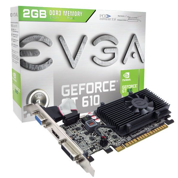 Placa de Video EVGA GeForce GT 610 2GB DDR3 Low Profile 64-bit, 02G-P3-2619-KR