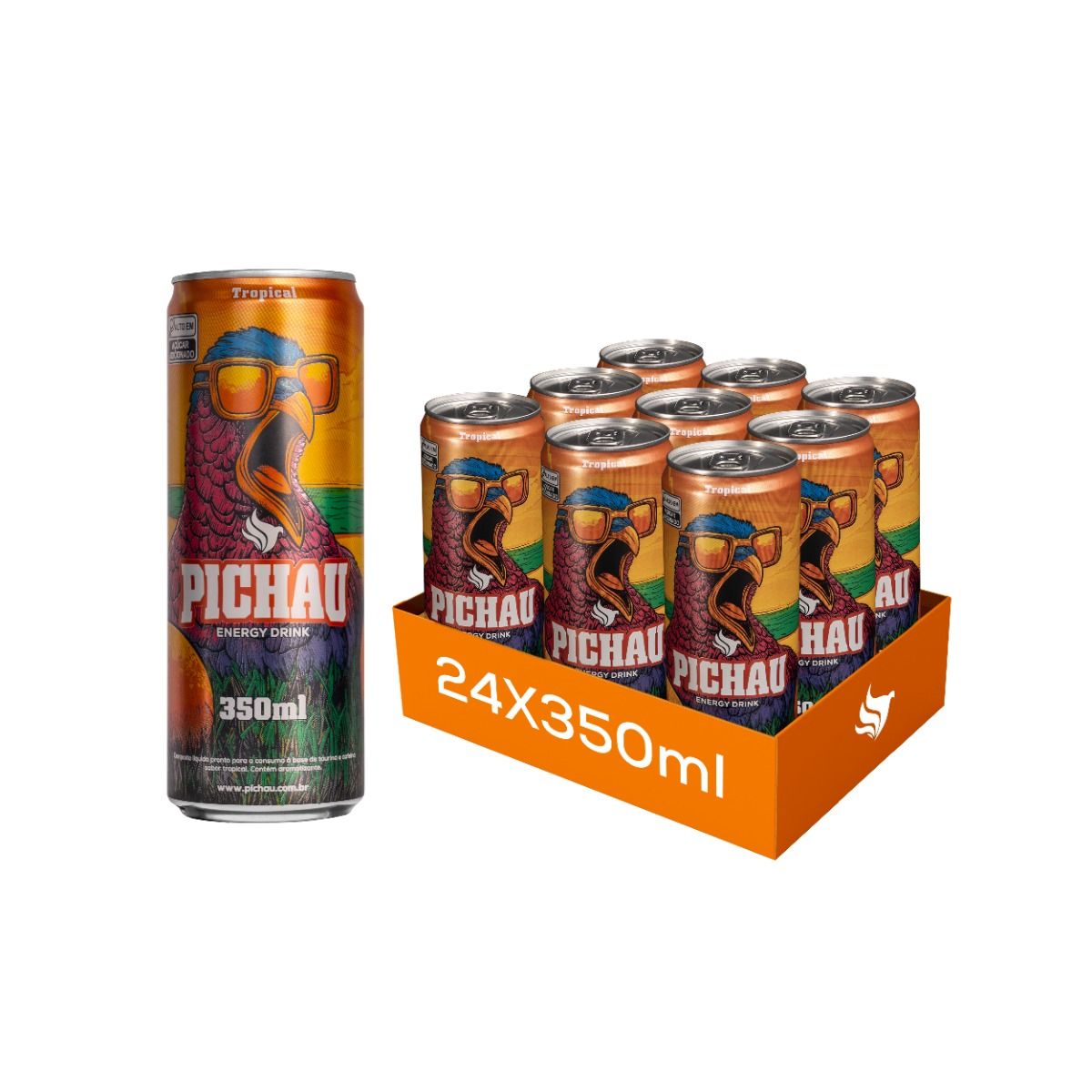 Pack Energetico Pichau Tropical, 350ml, Com Acucar, Com 24 unidades