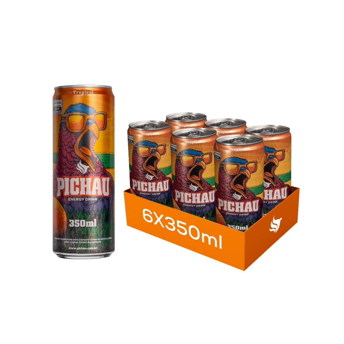 Pack Energetico Pichau Tropical, 350ml, Com Acucar, Com 6 unidades
