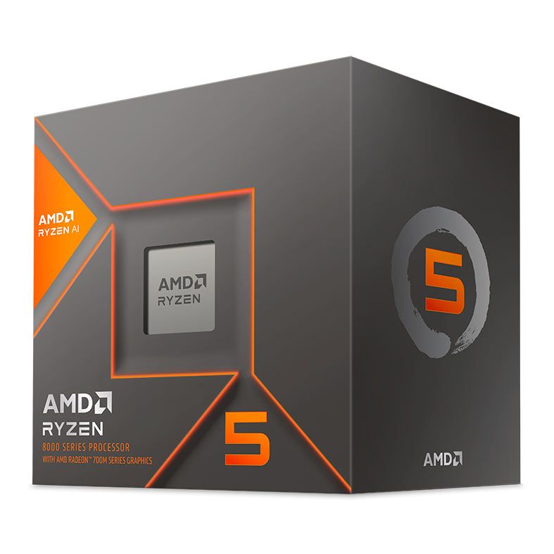 Processador AMD Ryzen 5 8600G, 6-Core, 12-Threads, 4.3GHz (5.0GHz Turbo), Cache 22MB, AM5, 100-100001237BOX-BR