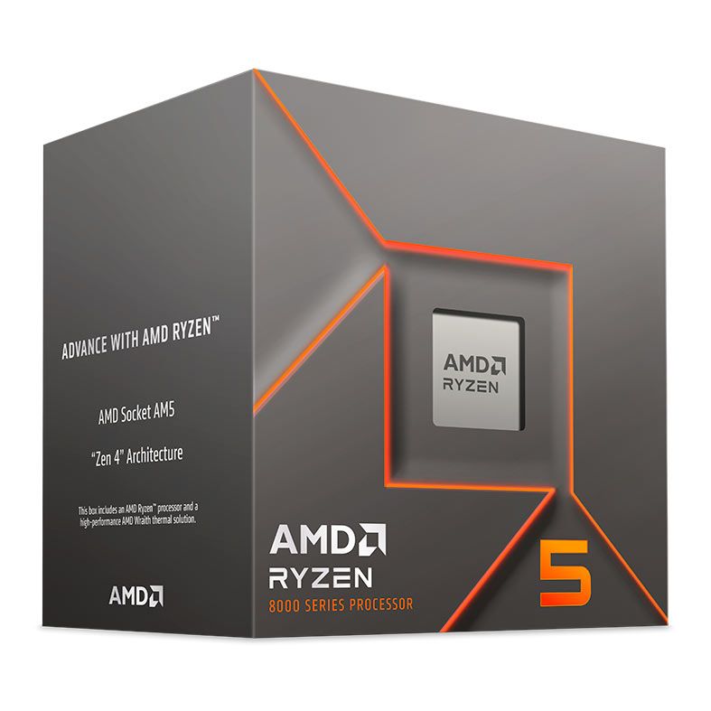 Processador AMD Ryzen 5 8400F, 6-Core, 12-Threads, 4.2GHz (4.7GHz Turbo), Cache 16MB, AM5, 100-100001591BOX