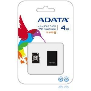 Cartão de memoria ADATA 4GB Micro SDHC Class 4, AUSDH4GCL4-RM3BKBL - BOX