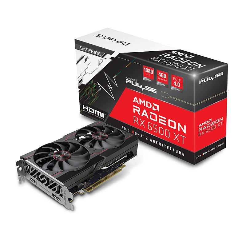 Placa de Video Sapphire Radeon RX 6500 XT Pulse OC, 4GB, GDDR6, 64-Bit, 11314-01-20G